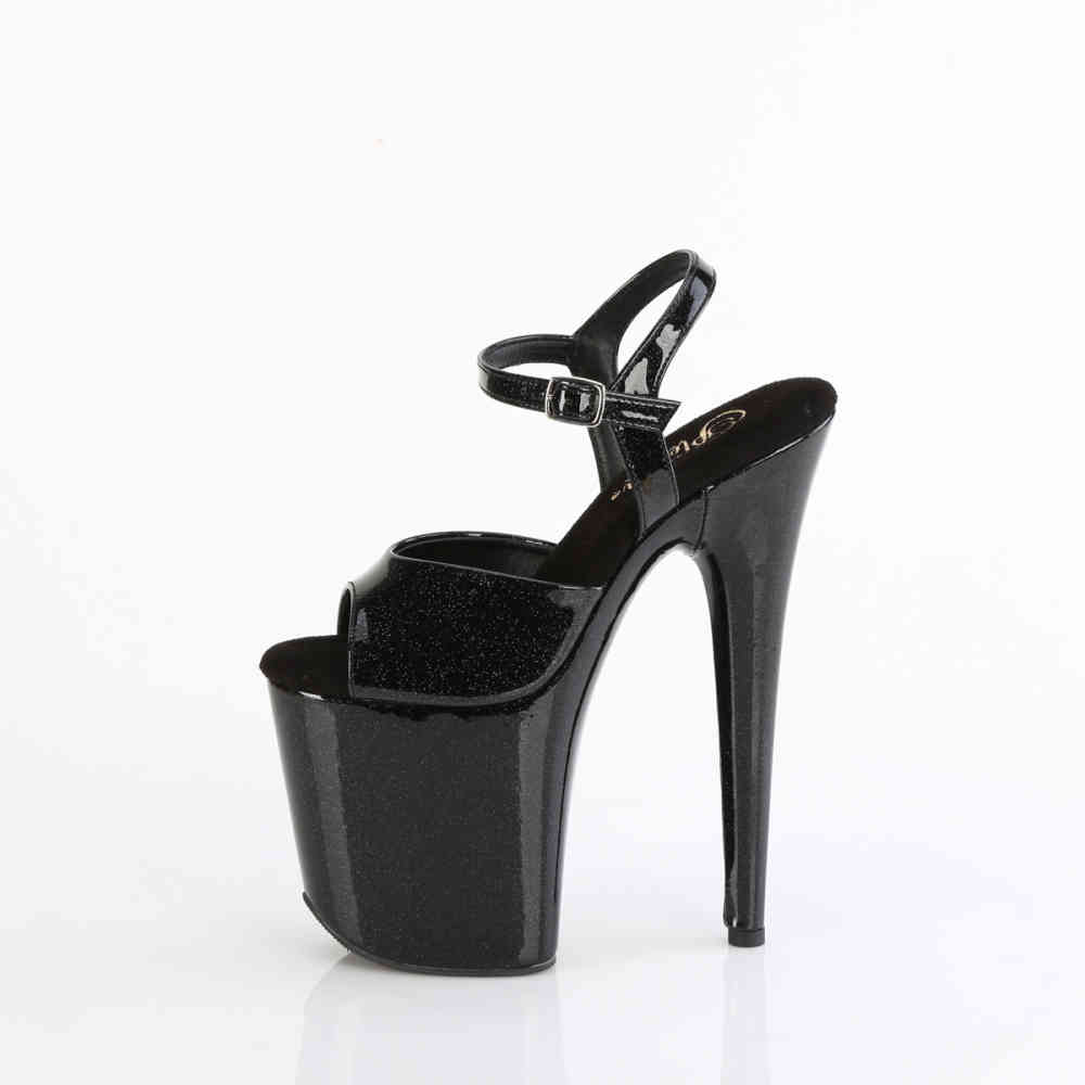 Pleaser - FLAMINGO809GP Sandaal met enkelband, Paaldans schoenen - US 8 - Zwart